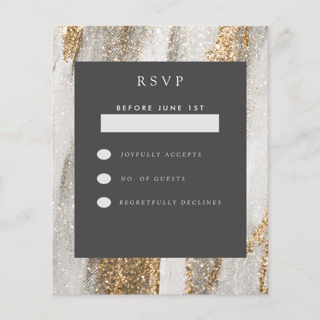 Luxury Marble Gold  white and grey RSVP (Front)