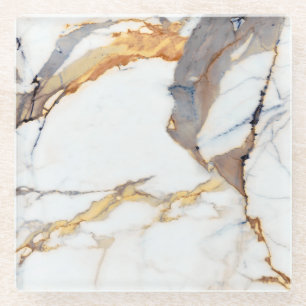 Luxury Marble: Golden Italian Texture Glass Coaster