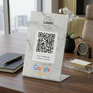 Luxury Marble Google Review QR Code Sign