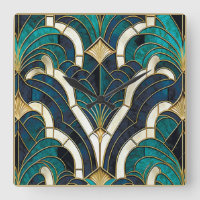 Luxury Marble Mosaic Art Deco Blue Gold & Teal