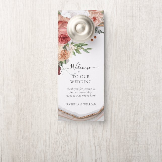 Luxury Marble Wedding Welcome and Do Not Disturb Door Hanger (On Knob)