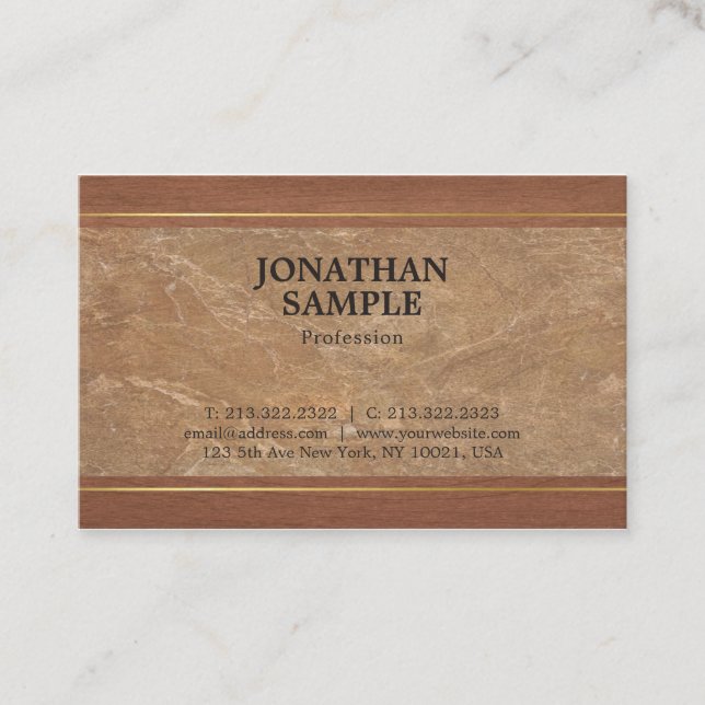 Luxury Marble Wood Gold Look Design Elegant Plain Business Card (Front)