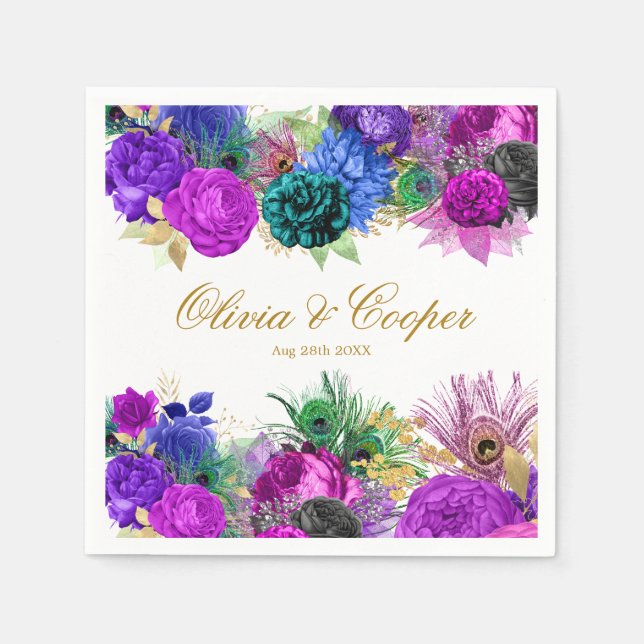 Luxury Mardi Gras Gold Wedding Napkin (Front)