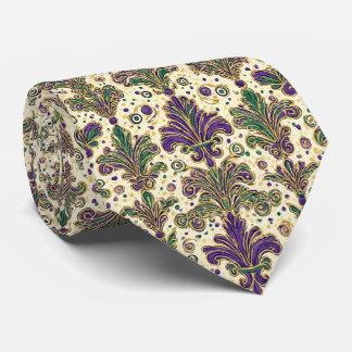 Luxury Mardi Gras Green Purple Gold Fleur De Lis  Tie