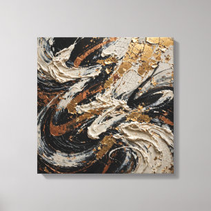 Luxury Masterpiece Abstract Painting - Deep Black Canvas Print