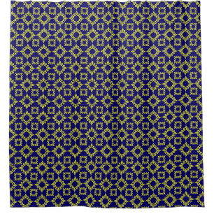 Luxury Mediterranean Tile Pattern Blue Yellow Shower Curtain