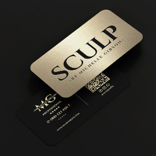 Luxury MedSpa Black Sculp Faux Gold Business Card