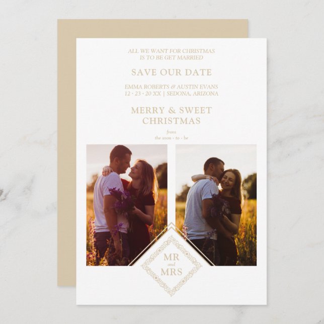 Luxury Merry Christmas 2 Photos Collage (Front/Back)