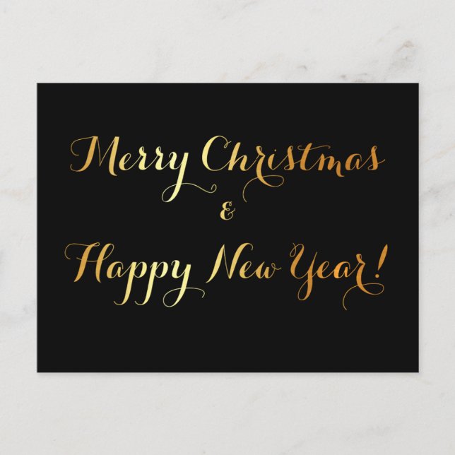 Luxury 'Merry Christmas' in black & gold postcard (Front)