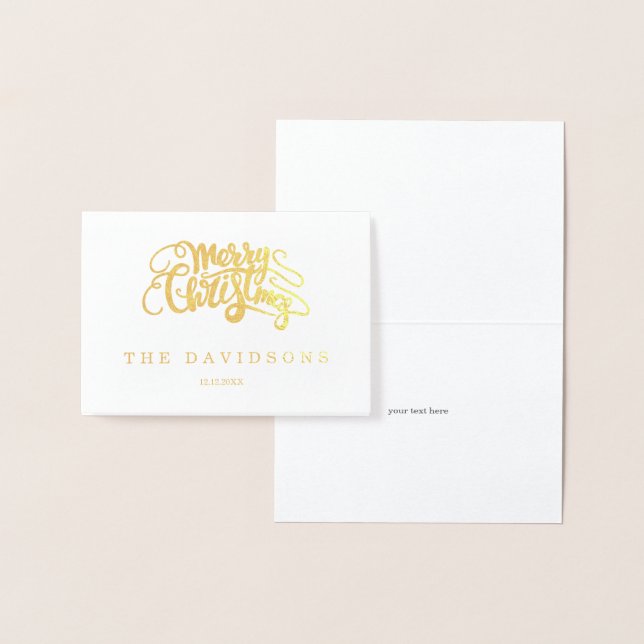 Luxury Merry Christmas Typography Monogram Foil Card (Display)