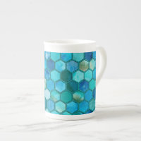 Luxury Metal Foil Glitter Aqua blue honeycomb