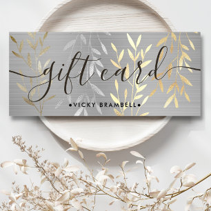 Luxury Metal Gold & Silver Leaves Gift Certificate