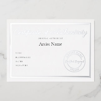 Luxury Metallic Certificate of Authenticity Art