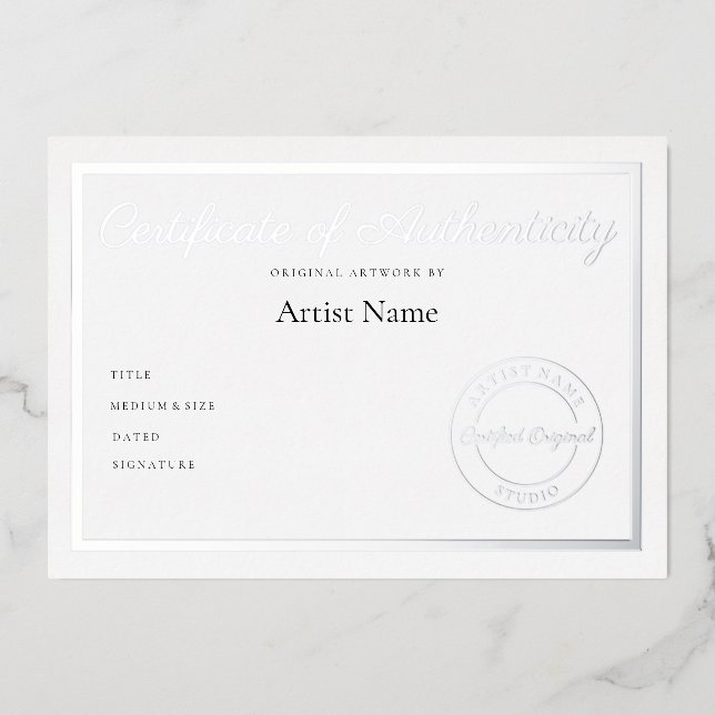 Luxury Metallic Certificate of Authenticity Art (Front)