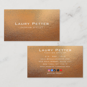 Luxury Metallic Gold Fashion Stylist Business Card
