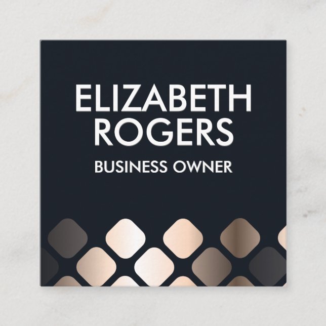 Luxury Metallic Pattern | Black Background Square Business Card (Front)