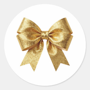 Luxury Metallic Sparkle Bow Classic Round Sticker