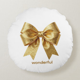 Luxury Metallic Sparkle Bow-Home Decor Round Cushion