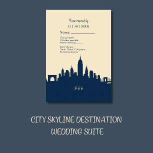 Luxury Metropolitan Skyline Wedding destination  RSVP Card