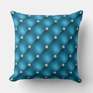 Luxury Mid Blue Diamond Tufted Pattern Cushion