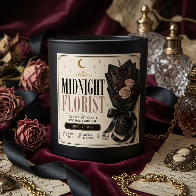 Luxury Midnight Florist Candle Label | Elegant  (Creator Uploaded)