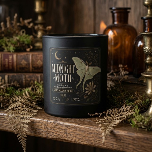 Luxury Midnight Moth Botanical Candle Square Sticker (Creator Uploaded)
