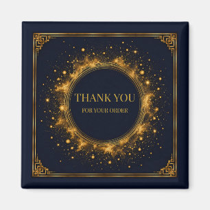 Luxury Midnight Navy Gold Square Gift Box Label Magnet