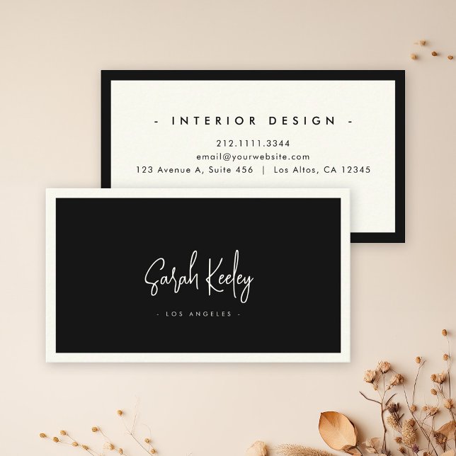 Luxury Minimal Calligraphy Chic Stylish Black Business Card (Creator Uploaded)