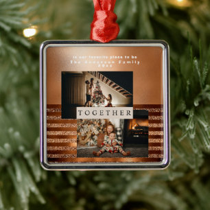 Luxury Minimal Copper Gold Foil  Photo  Metal Orna Tree Decoration