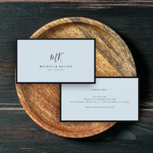 Luxury Minimal Monogram Black Blue Chic Stylish Business Card