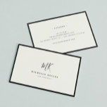 Luxury Minimal Monogram Black Ivory Chic Stylish Business Card<br><div class="desc">Chic and stylish,  this modern monogram business card in ivory and black is a sophisticated minimalist design that combines your monogram in a hand lettered script along elegant serif typography. The thin black frame highlights the classic,  timeless feel of this layout.</div>