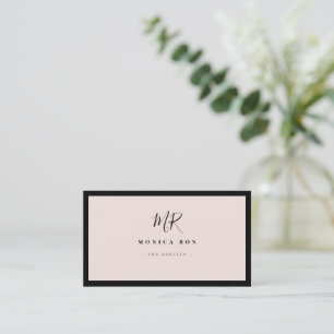 Luxury Minimal Monogram Blush Pink Chic Stylish Bu Business Card
