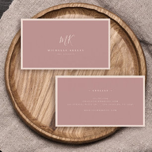 Luxury Minimal Monogram Blush Pink Rose Stylish Business Card