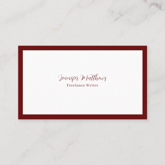 Luxury Minimal Monogram Burgandy  Business Card (Front)