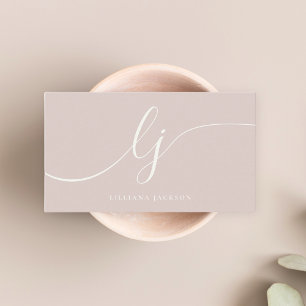 Luxury Minimal Monogram Rose Gold & Ivory Elegant Business Card