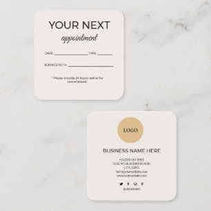 Luxury Minimalist Alabaster Cream and Gold Square Appointment Card