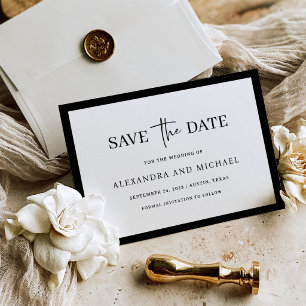 Luxury Minimalist Black and White Wedding Save The Date
