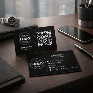 Luxury Minimalist Black QR Executive Branding Business Card