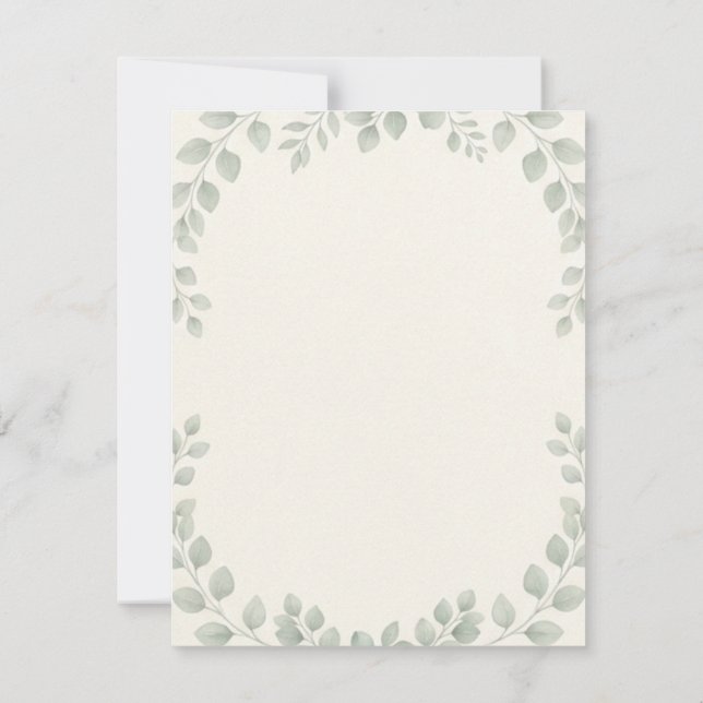Luxury Minimalist Botanical Eucalyptus Wedding Inv (Back)