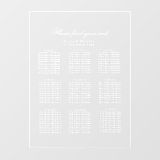 Luxury Minimalist Clear Seating Chart White text