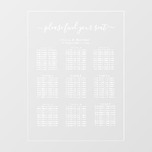 Luxury Minimalist Clear Seating Chart White Text