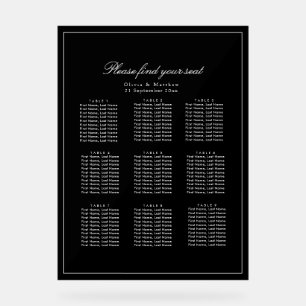 Luxury Minimalist dark Black Wedding Seating Chart