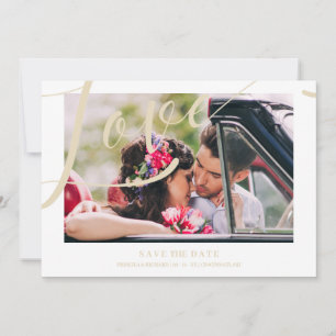 Luxury Minimalist Love Quote Golden Effect Photo Save The Date