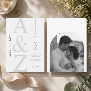 Luxury Minimalist Monogram Wedding Invitation. Invitation