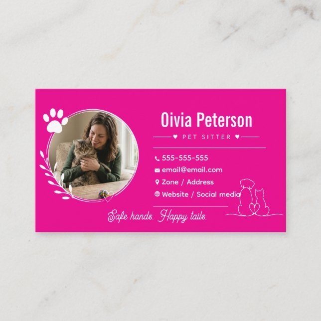 Luxury Minimalist Pet Sitter Cusotmizable Business Card (Front)