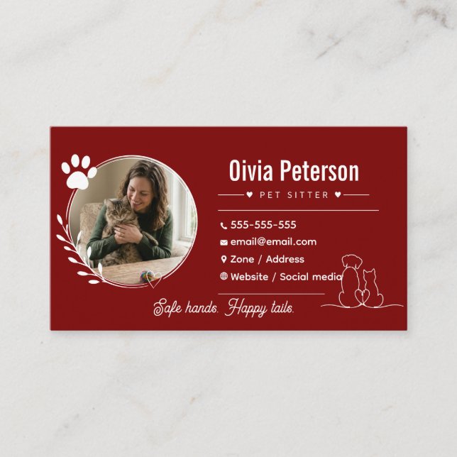 Luxury Minimalist Pet Sitter Cusotmizable Business Card (Front)