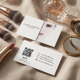 Luxury Minimalist Split Photo QR Code Business Card