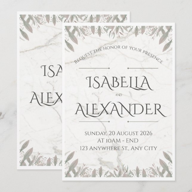 Luxury Minimalist Wedding Invitation (Front/Back)