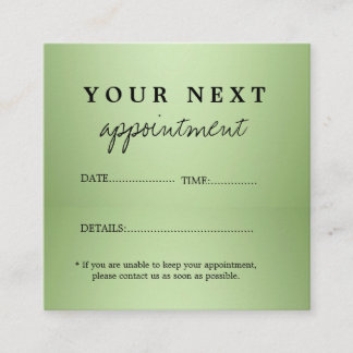 Luxury Mint Green Beauty Salon Appointment Card