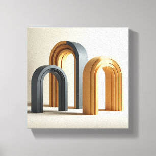 Luxury Modern 3D Arches Art - Minimalist Geometric Canvas Print